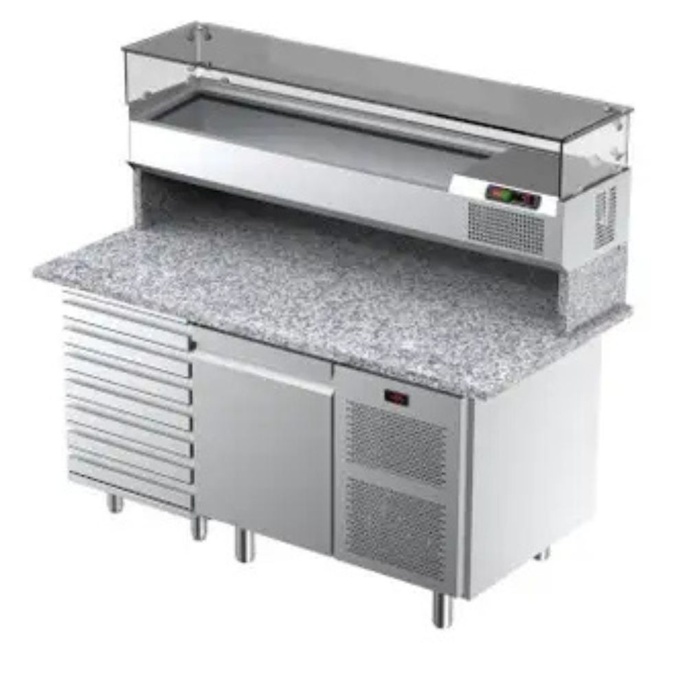 Banco Pizza Refrigerato Ilsa 1650 mm - 1 Porta con Cassettiera 7 Cassetti