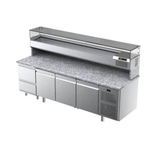 Banco Pizza Refrigerato Ilsa 2550 mm - 3 Porte, Cassettiera e Vetrina