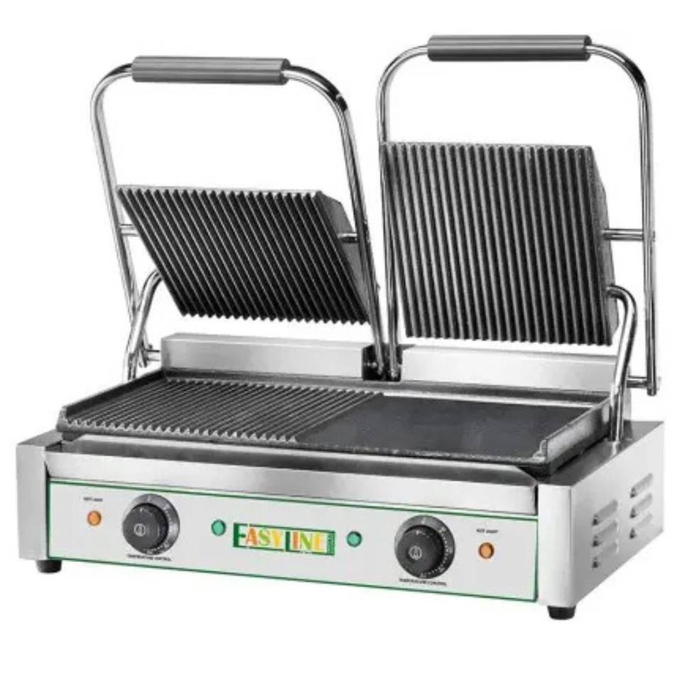 Piastra Doppia Ghisa Rigata/Liscia Easyline P50EG03 — Versatilità Estrema – immagine 1