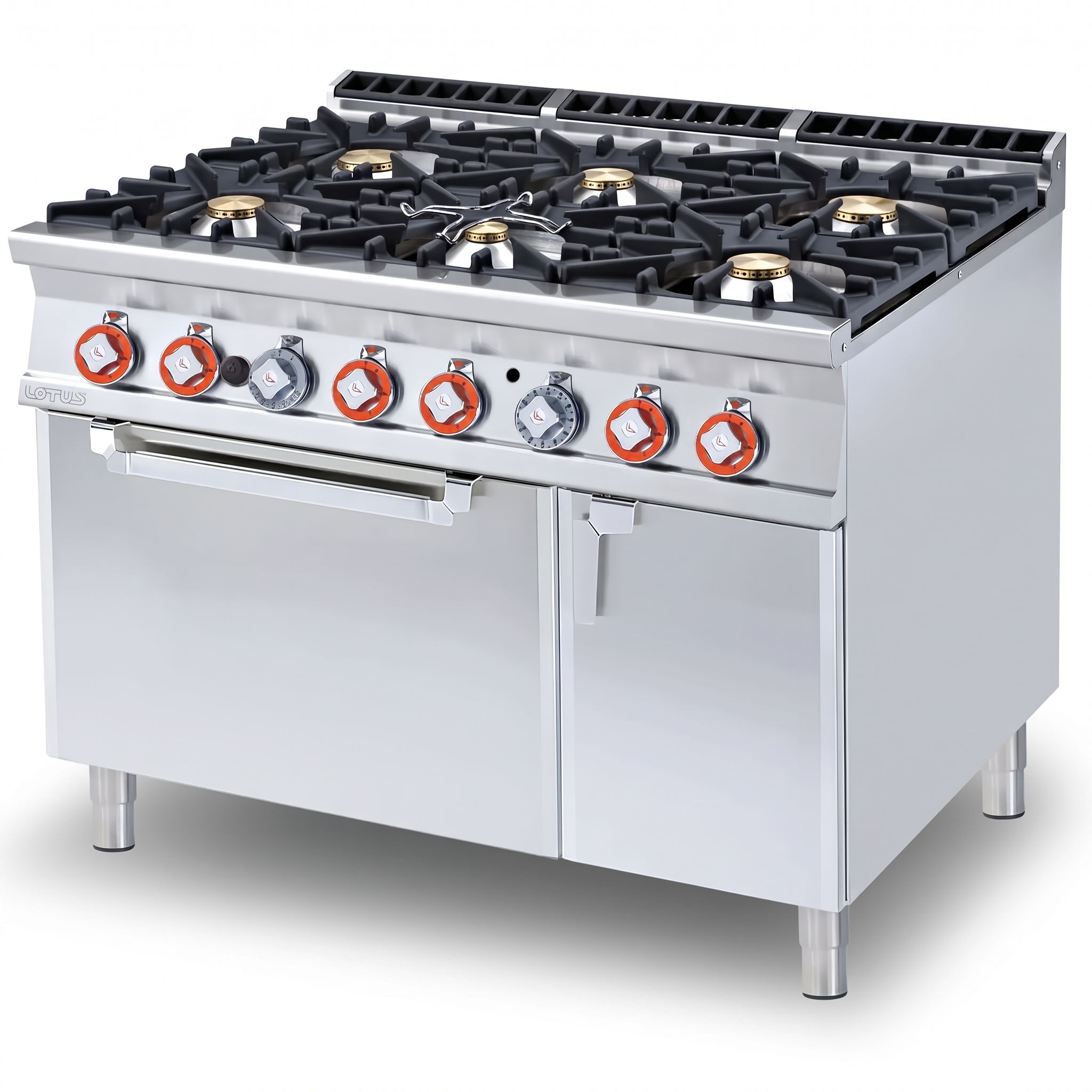Cucina a Gas Professionale — 6 Fuochi e Forno GN2/1
