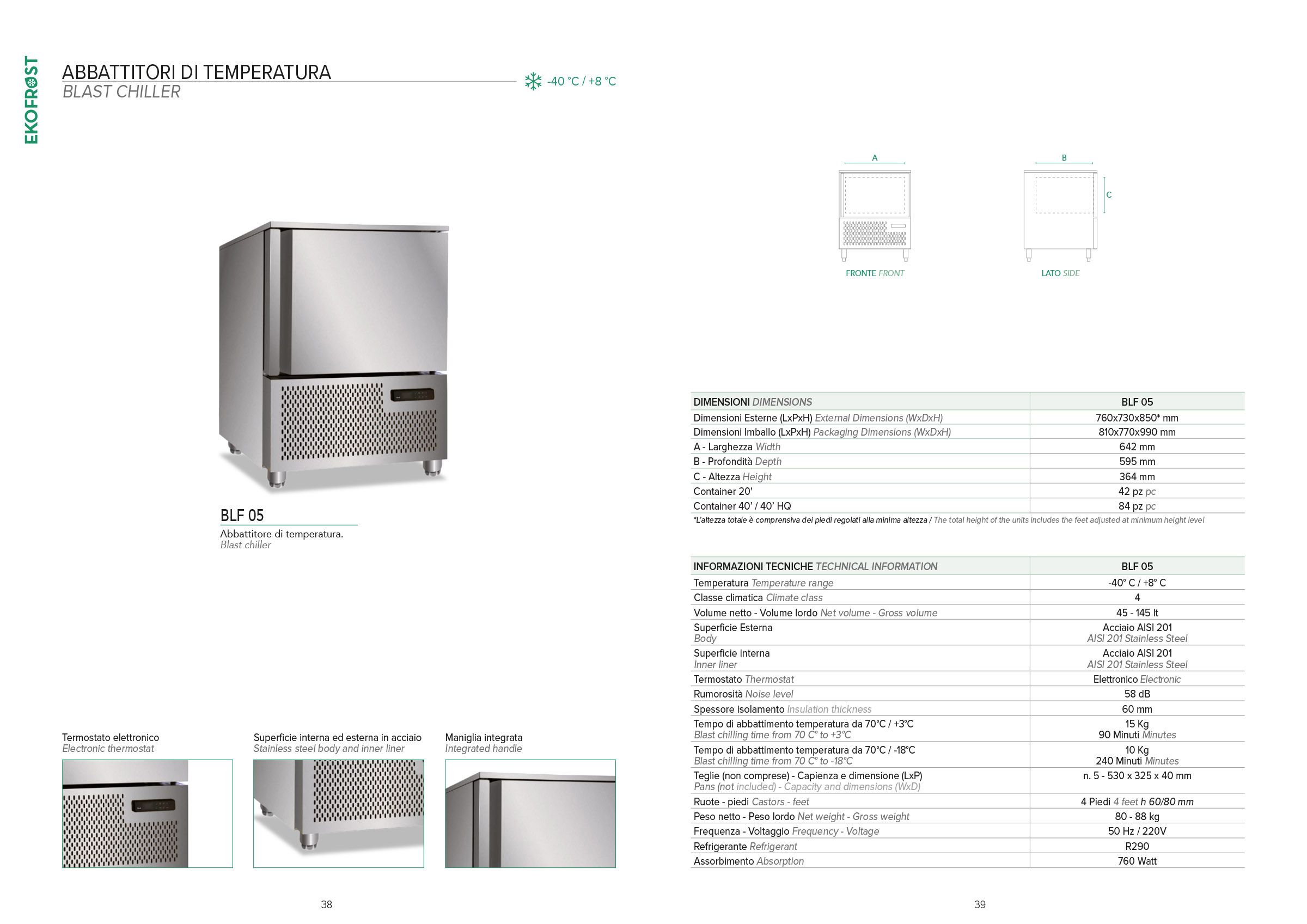 Abbattitore di Temperatura Klimaitalia BLF 05 — Abbattimento rapido per HoReCa – miniatura 2