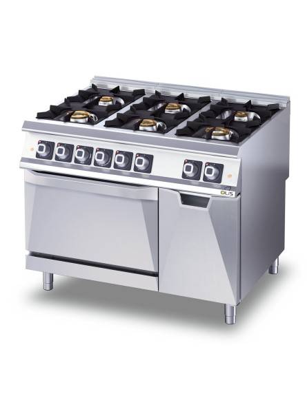 Cucina a Gas 6 Fuochi Olis su Forno Elettrico — Cottura Professionale – immagine 1