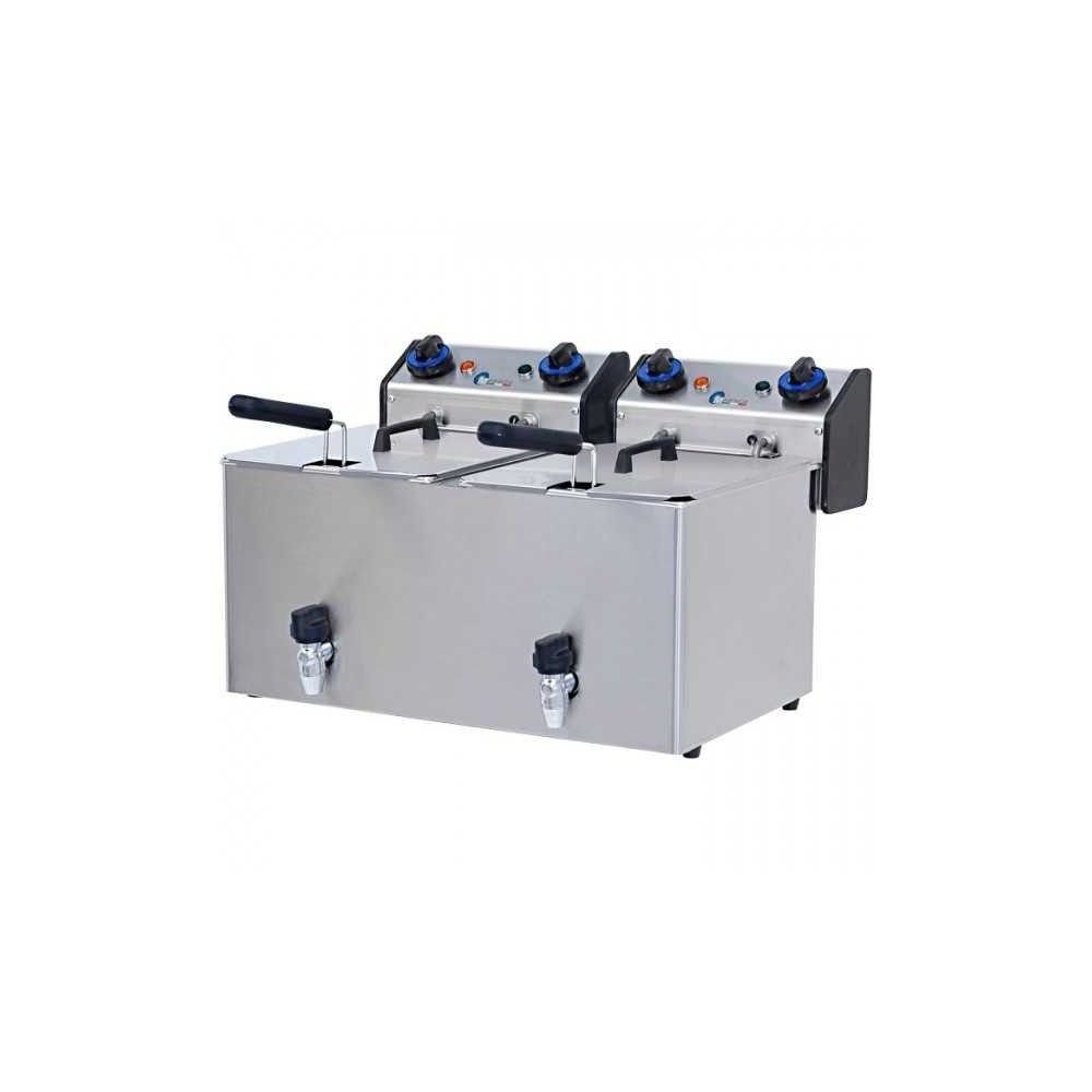 FRIGGITRICE ELETTRICA 8 + 8 LT CON RUBINETTO DI SCARICO