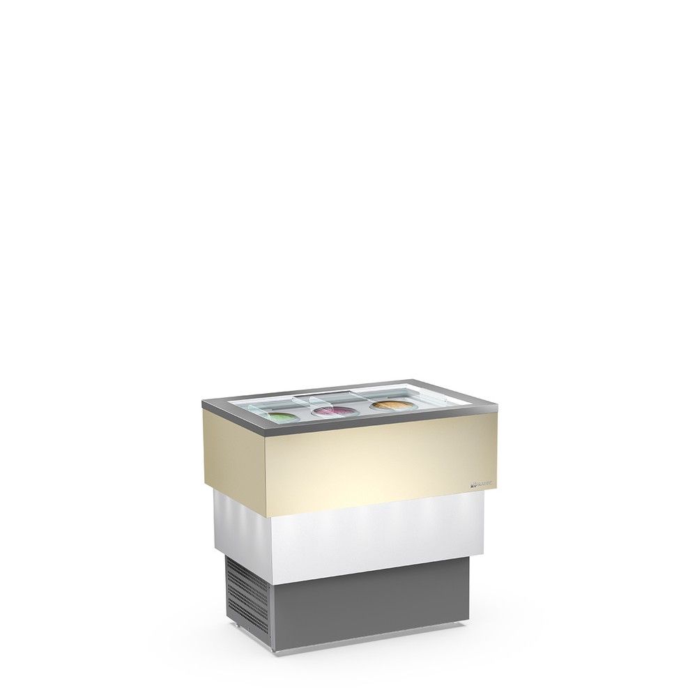 Vetrina Gelato Framec CARRARA CREAM VISTA — Vetro Panoramico Curvo