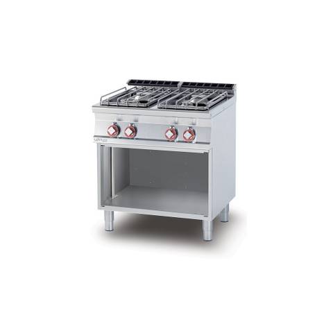 Piano cottura gas su mobile a giorno 4 fuochi