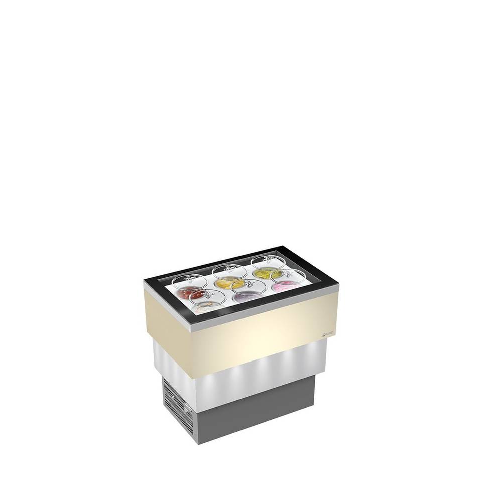 Vetrina Gelato Framec CARRARA CREAM TOTAL GLASS — Vetri Full Vision – immagine 1
